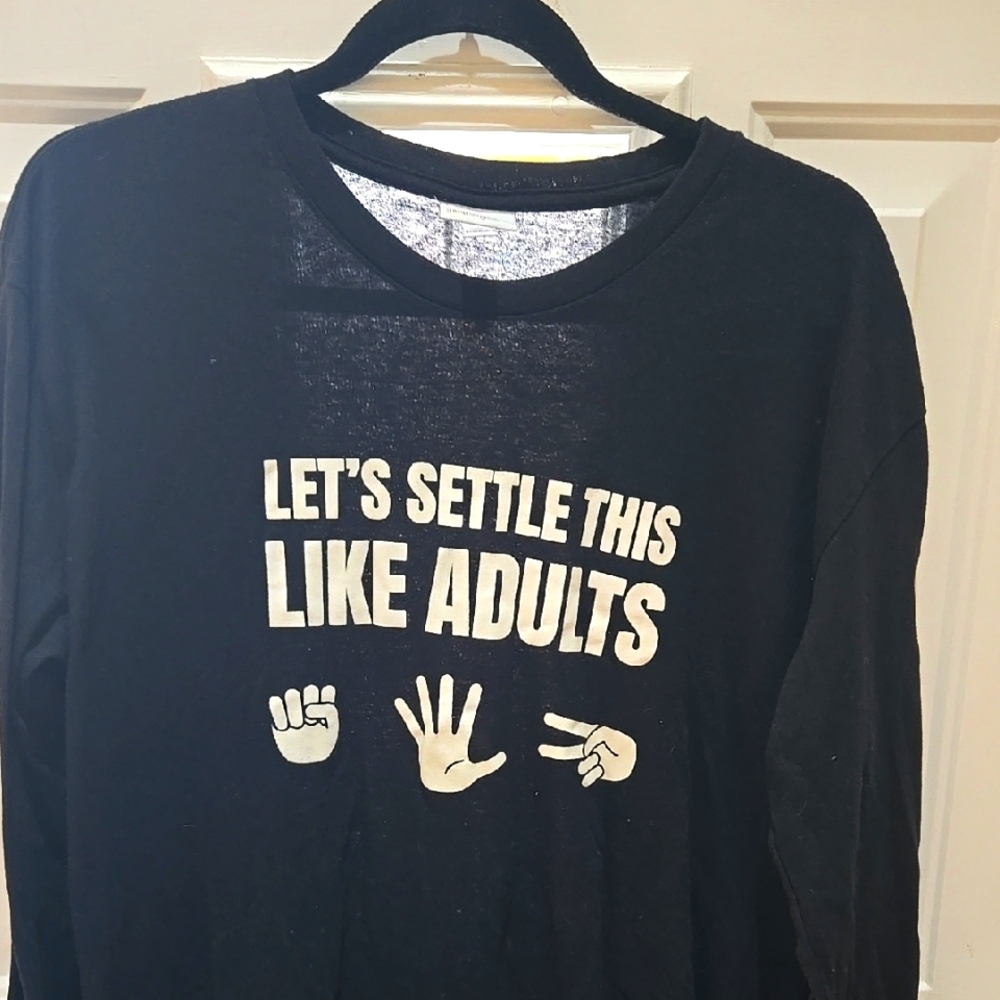 Black Graphic Long Sleeve Lularoe Hudson Shirt (Size L)
